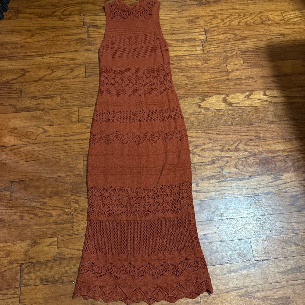 Anthropologie Terracotta Lace Maxi Dress